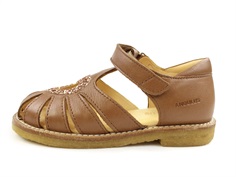 Angulus almond maple sandal with heart and glitter (narrow)